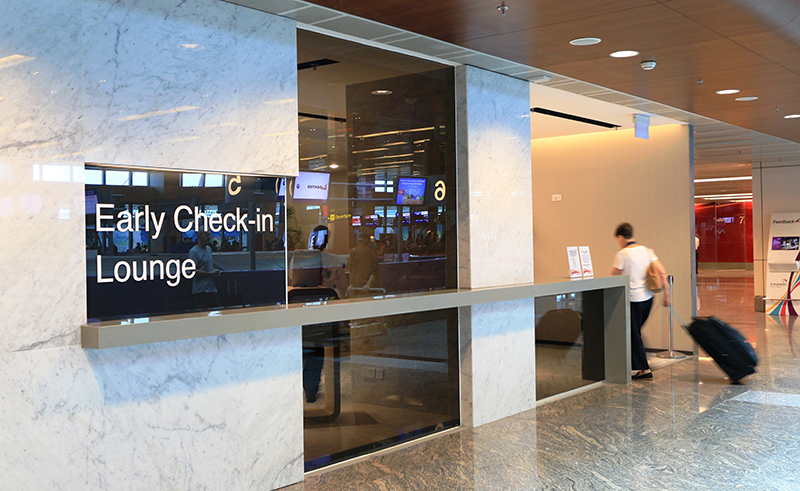 A picture of the Early Check-in lounge at Changi Airport